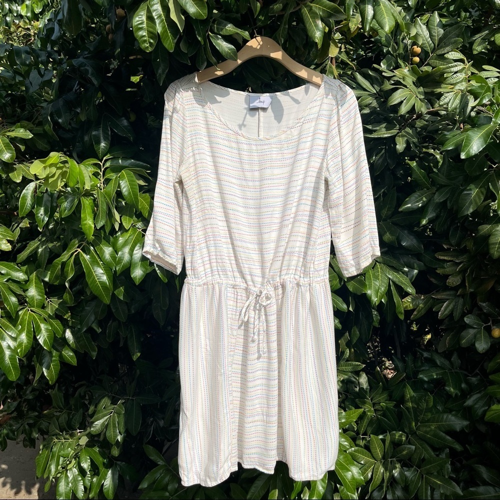 Loup ivory cream rainbow stripe mini dress